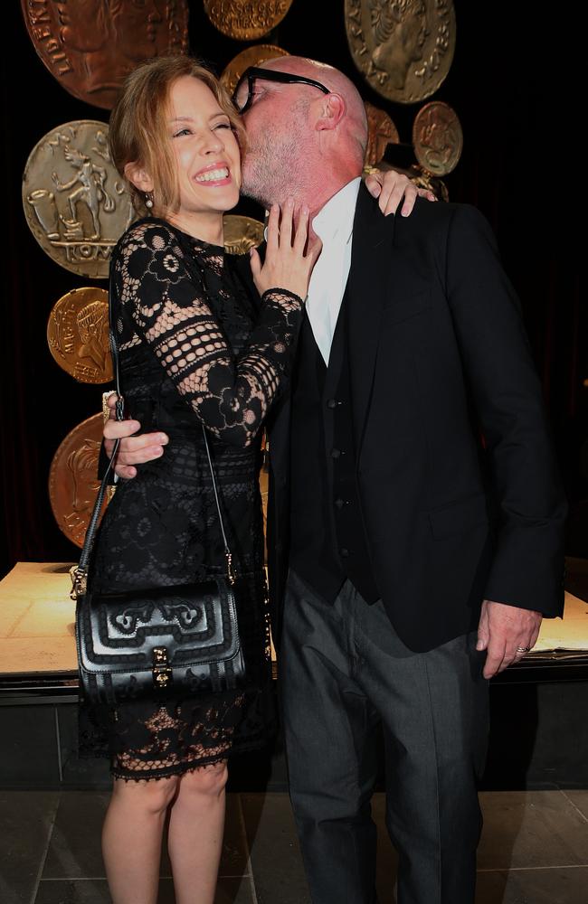 Dolce and Gabbana store opening. Kylie Minogue with Domenico Dolce. Picture: Julie Kiriacoudis