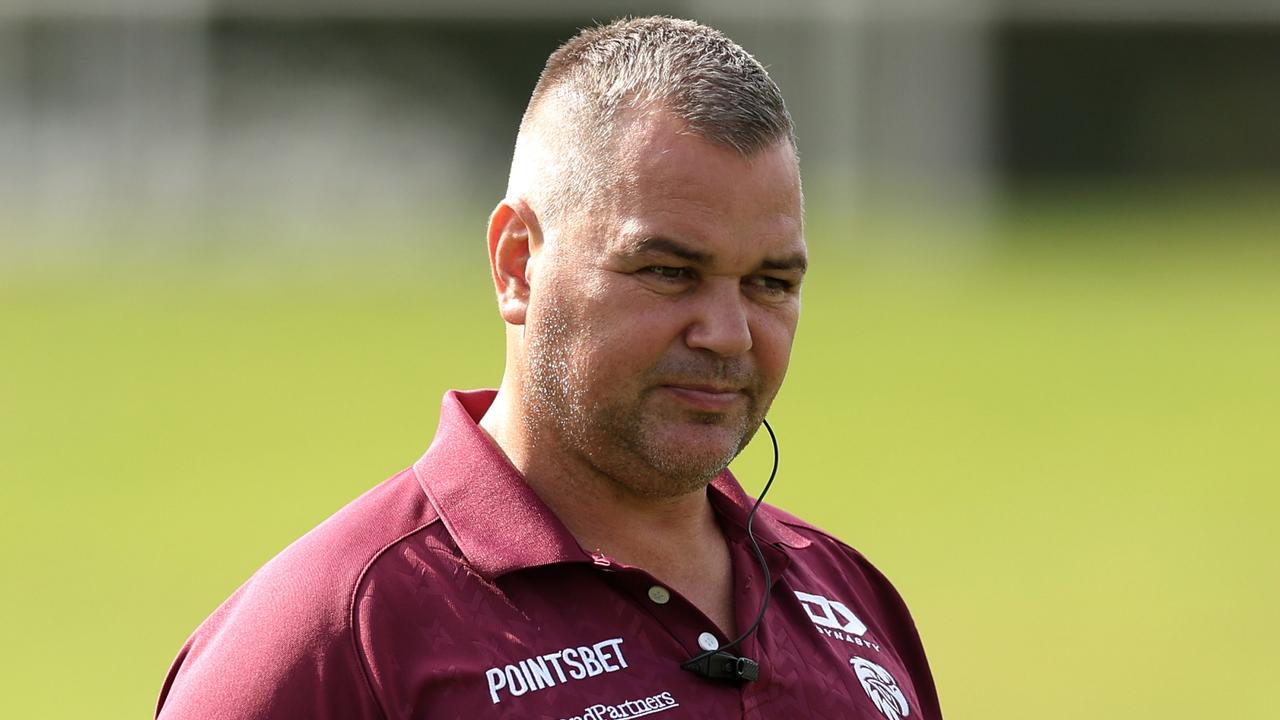 Anthony Seibold walked out of a meeting with Manly’s management over discussions for a new contract. (Photo by Matt King/Getty Images)