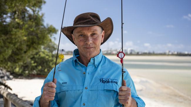 Sunshine Coast man Ross Bain with his Hook-Eze tool. Picture: Mark Cranitch.