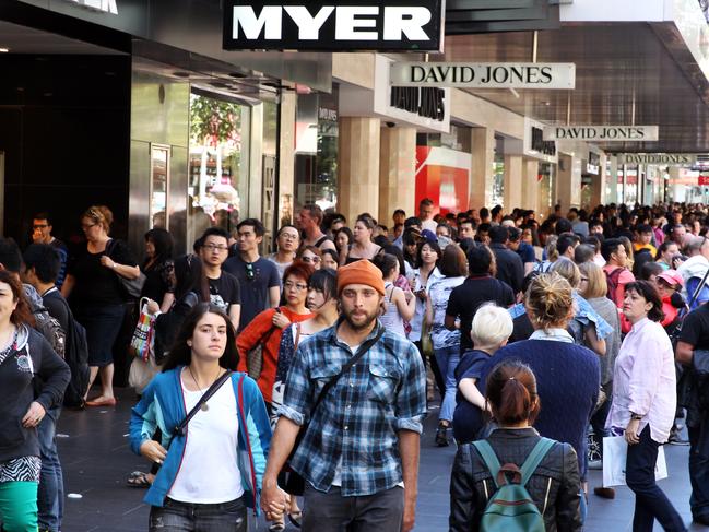 Bourke St Mall in Melbourne during the boxing day sales.