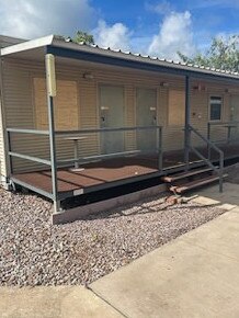 Windows were smashed and boarded up at the Howard Springs facility after it housed flood evacuees from Kalkarindji, Pigeon Hole and Daguragu. Picture: Supplied