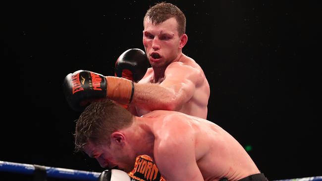Jeff Horn defeated Gary Corcoran to defend his world welterweight title. Picture: Getty Images