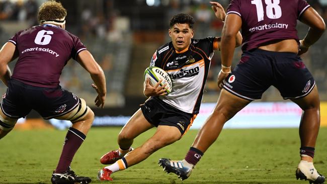 Noah Lolesio in action for the Brumbies against the Reds. Picture: Tracey Nearmy/Getty Images