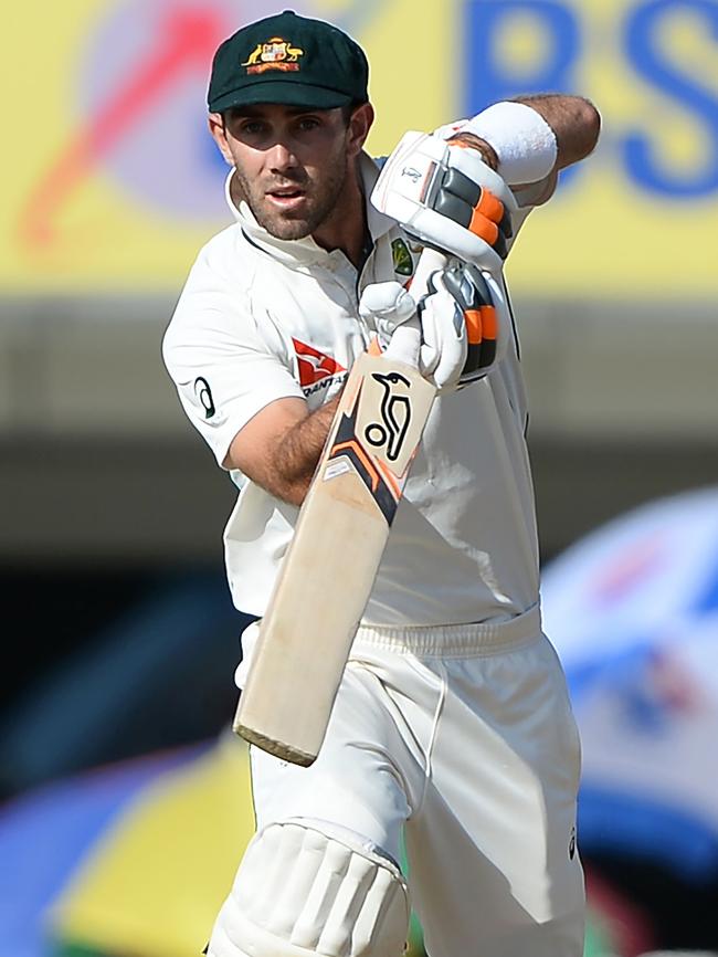 Glenn Maxwell in action during the third Test against India.