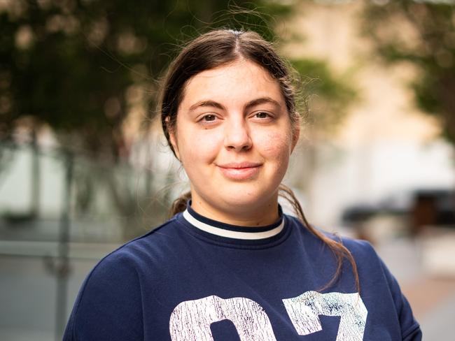 HSC student Milica Ardalic studies for exams every day despite being involved in a bad car crash. Photographed outside Liverpool library.Photo: Tom Parrish