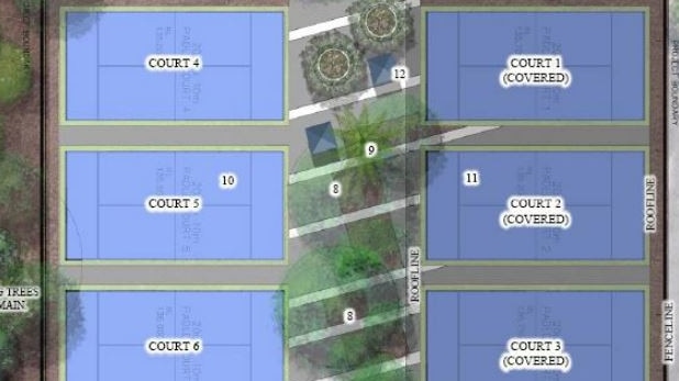 An aerial artistic impression of the six proposed outdoor padel courts. Picture: Hills Shire Council