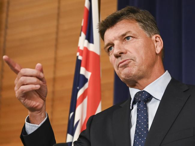 CANBERRA, AUSTRALIA  - NewsWire Photos - December 18, 2024: Shadow Treasurer Angus Taylor holds a press conference on the Mid-Year Economic and Fiscal Outlook at Parliament House in Canberra. Picture: NewsWire / Martin Ollman