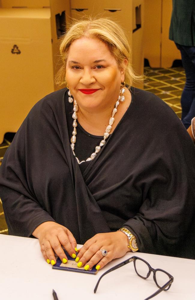 Megan Davis casts her vote on the Voice to Parliament Referendum at Brisbane City Hall. Photo: Ben Fry