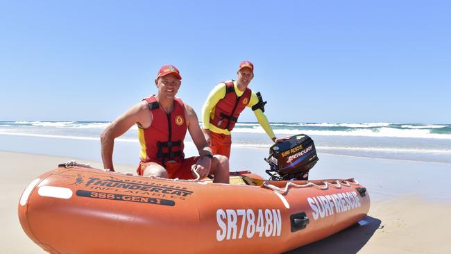 Salt Surf Life Saving Club's Sam Coleman and Matt Hall at the beginning of the 20/21 season. Photo: Jessica Lamb