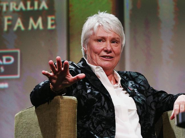 MELBOURNE, AUSTRALIA - OCTOBER 12: Raelene Boyle speaks on stage after being announced The Legend inductee at the Sport Australia Hall of Fame Annual Induction and Awards Gala Dinner at Crown Palladium on October 12, 2017 in Melbourne, Australia. (Photo by Michael Dodge/Getty Images)