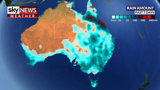 The rainfall that occurred was relatively close to what was forecast. if anything, it rained even heavier in Queensland. Picture: Sky News Weather