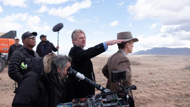 Christopher Nolan on the set of Oppenheimer.