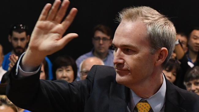 Immigration Minister David Coleman and Banks MP at a campaign rally at Sydney Olympic Park. Picture: Mick Tsikas