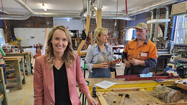 Division 2 candidate Naomi Fowler at the Oxenford Men's Shed.