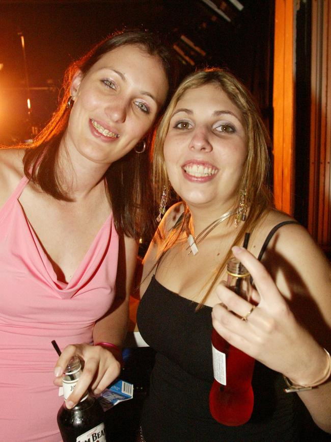 Juanita Reynolds and Amanda Wood at Surfers Paradise Beer Garden in 2004.