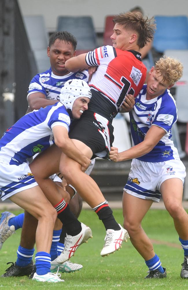 Kirwan High against Ignatius Park College in the Northern Schoolboys Under-18s trials at Brothers Rugby League Club in Townsville. Kirwan number 12 Zane Bethel. Picture: Evan Morgan