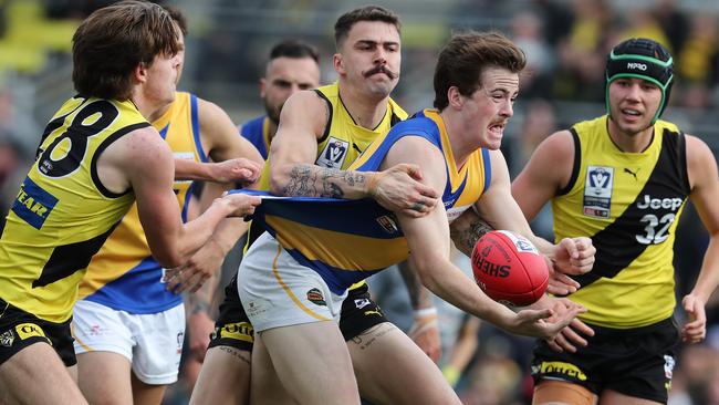 Williamstown and Richmond lock horns in last year’s VFL grand final. Picture: Michael Klein