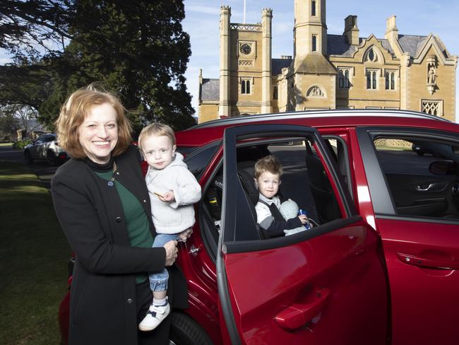 Governor Barbara Baker and grandchildren Lachie, 3, and Liam, 18 months. Picture: Eddie Safarik