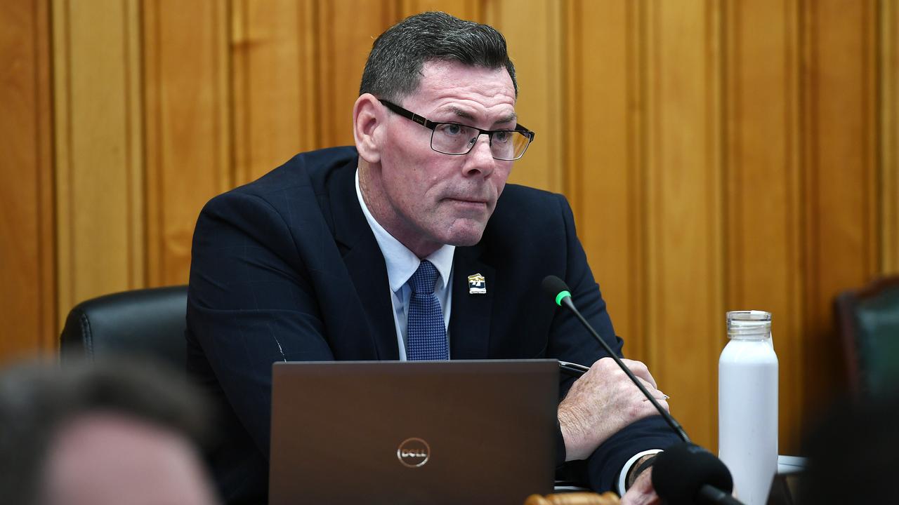 Troy Thompson chairs a previous Townsville City Council meeting as mayor, before he was suspended for 12-months. Picture: Shae Beplate.