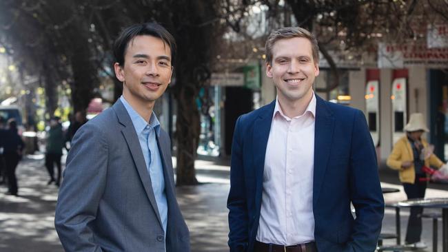 Justin Li pictured with Ryde Mayor Jordan Lane on the campaign trail.