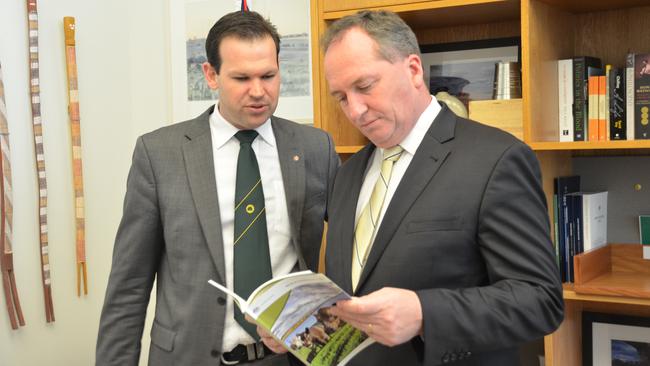 Cabinet minister Matt Canavan, left, had backed, right, Barnaby Joyce’s call for a government-supported coal-fired power station in central Queensland. 