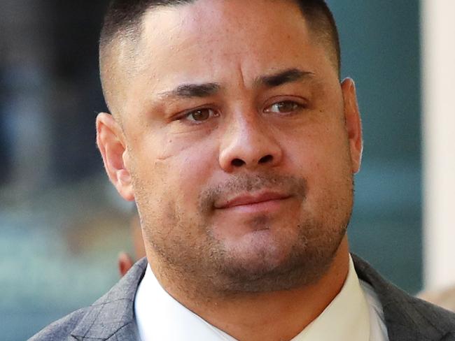 SYDNEY, AUSTRALIA - NewsWire Photos MARCH 16, 2023:  Pictured arriving at Downing Centre Court in Sydney is former NRL player Jarryd Hayne as he attends another day of his rape trial. Picture: NCA NewsWire / Richard Dobson