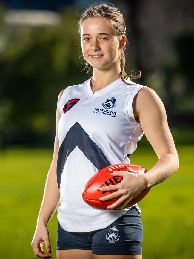 Junior female footballers will be taking part in the Herald Sun Shield. Amelia Kogler (18). Picture: Jake Nowakowski