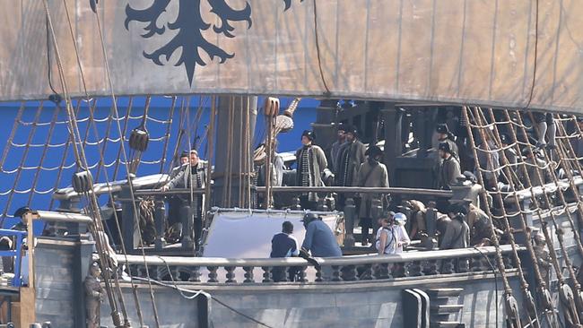 Filming had only just started on the Helensvale set of the new Pirates of the Caribbean movie before it was shut down while Johnny Depp recuperates from a hand injury. Photo: Richard Gosling