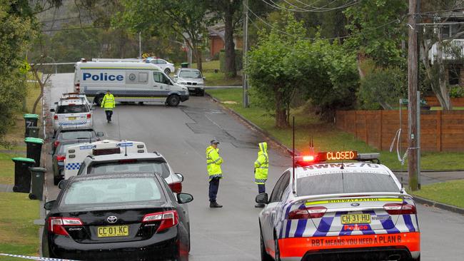 The crime scene in Davidson after the bodies of Fernando Manrique, Maria Lutz and children Martin and Elisa were found. Picture: Hollie Adams