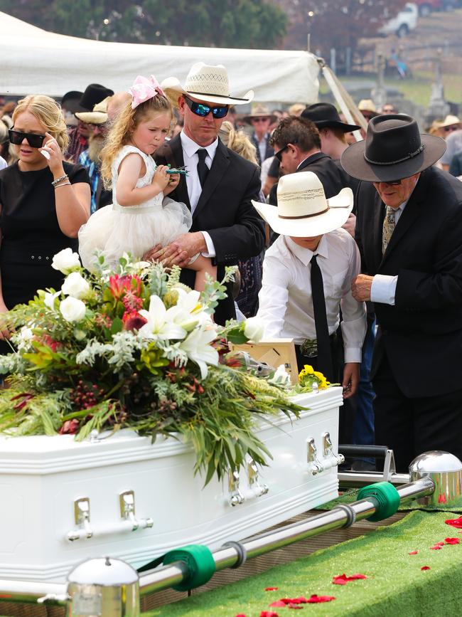 Extended family paying their respects at the Salway family funeral. Picture: Gaye Gerard