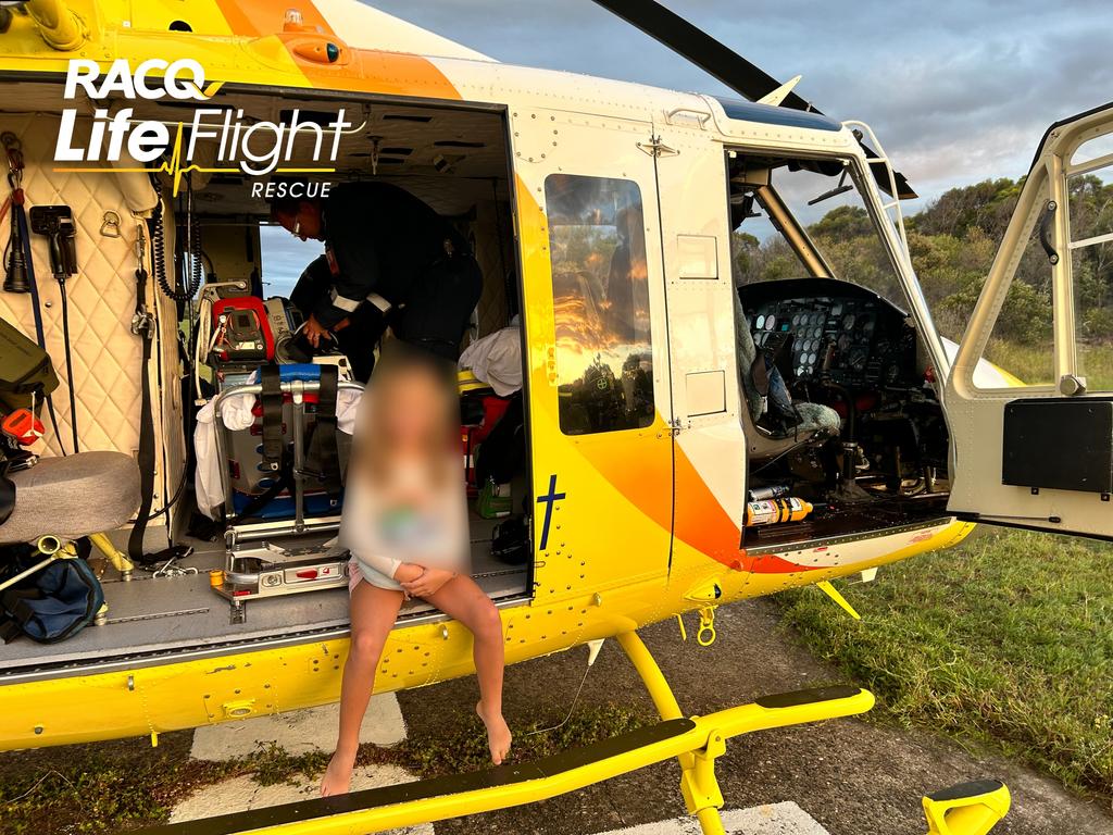 A 6-year-old girl was flown off Fraser Island on Monday.