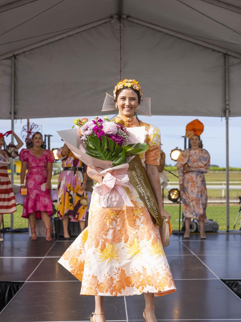 Burdekin Races at Burdekin Race Club, Home Hill. Fashions on the field, contemporary category winner Ureisha Hughes. Picture: Mark Cranitch.