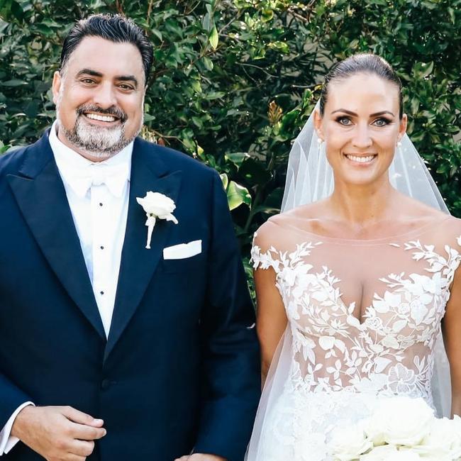 James Symond, with wife Amelia Beau Symond on their wedding day in 2019, is believed to have been rushed to hospital.