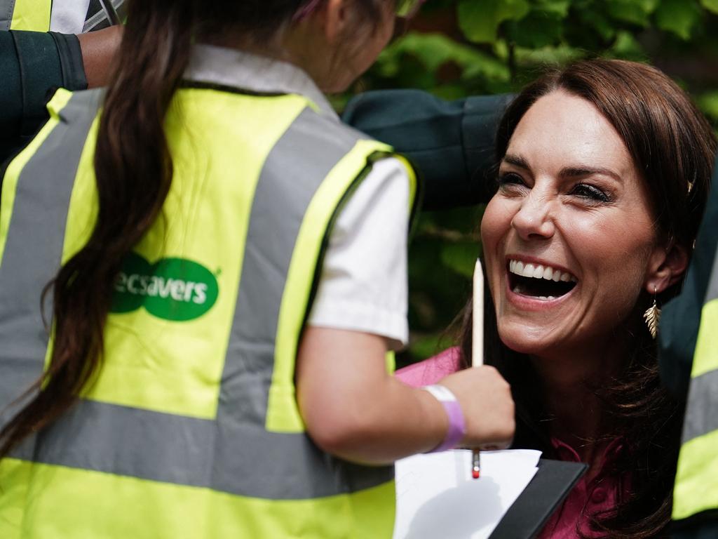 Princess Catherine joins pupils from schools taking part in the first Children’s Picnic at the Chelsea Flower Show. Picture: AFP