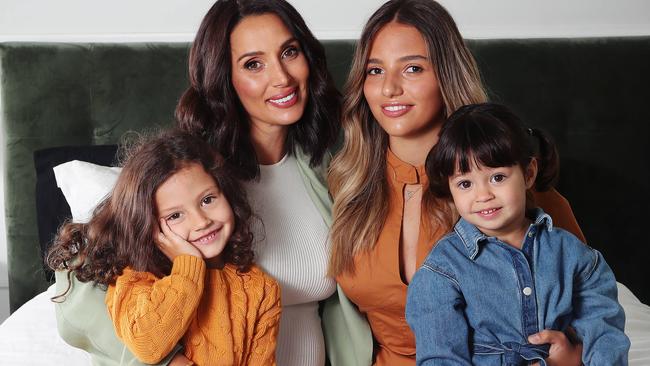 Snezana at home in Elsternwick with her daughters Willow, Eve and Charlie. Picture: Rebecca Michael.