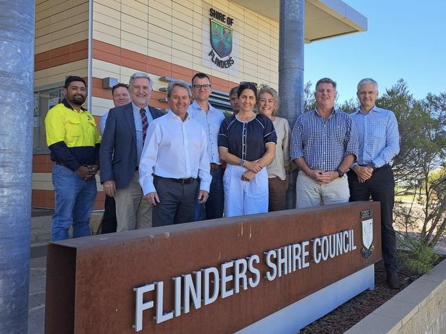 Copperstring co-founders Joseph and John O'Brien meeting with representatives from Flinders Shire and Remote Area Planning and Development Board. Picture: Supplied.