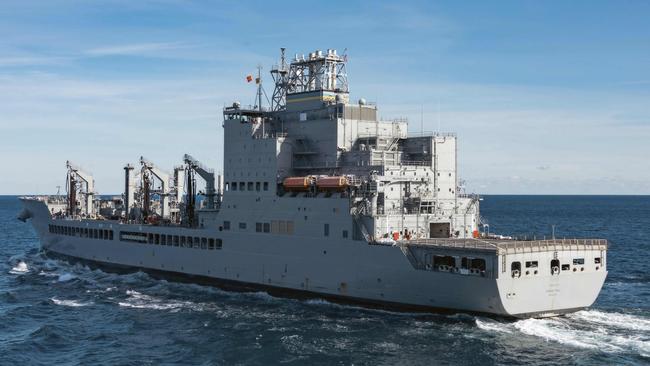 The replenishment oiler USNS Harvey Milk was named in honour of a gay politician. It will now be renamed under the Trump administration. Picture: U.S. Navy via AP
