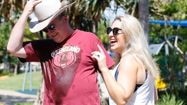 Barnaby Joyce with his partner, Vikki Campion, in Gladstone, central Queensland. Picture Brad Hunter, Office of the Deputy PM