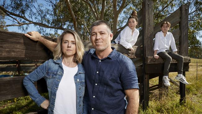 Rodney Vaughan with wife Kristy and their children Sapphire and Zane. Picture: Milan Scepanovic