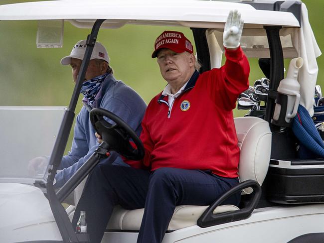 US President Donald Trump out on the golf course in Virginia. Picture: AFP