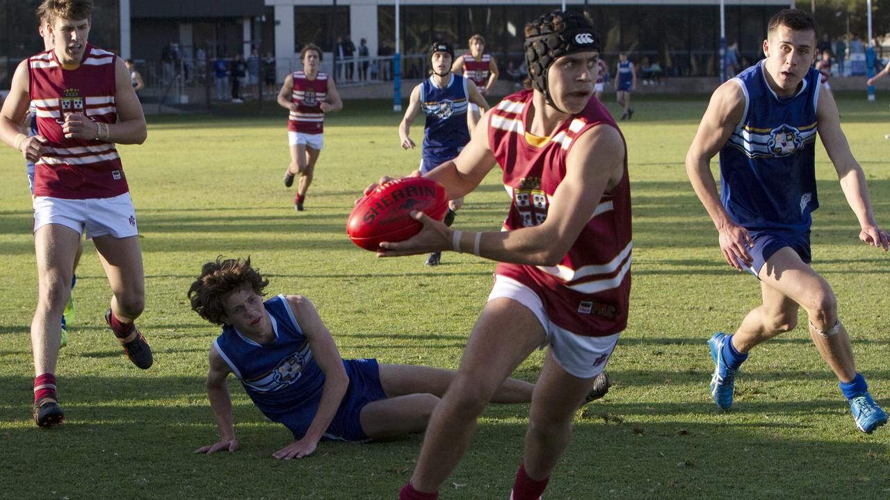 Prince Alfred’s Tyrell Sgroi in action against Sacred Heart. Picture: Emma Brasier