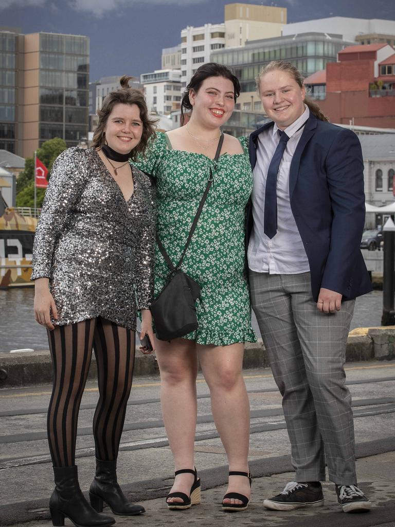 Hobart College leavers Dinner 2021 at the Hobart Function and Conference Centre, Mia Kurrajong, Cleo Ryan- Lowe and Amy Coward. Picture: Chris Kidd