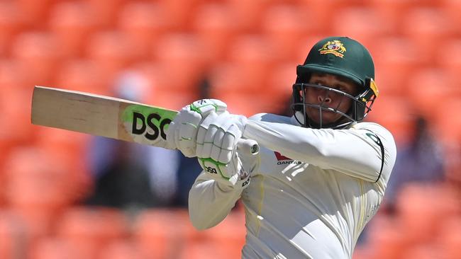 Khawaja was eventually dismissed for 180. Picture: Punit PARANJPE / AFP