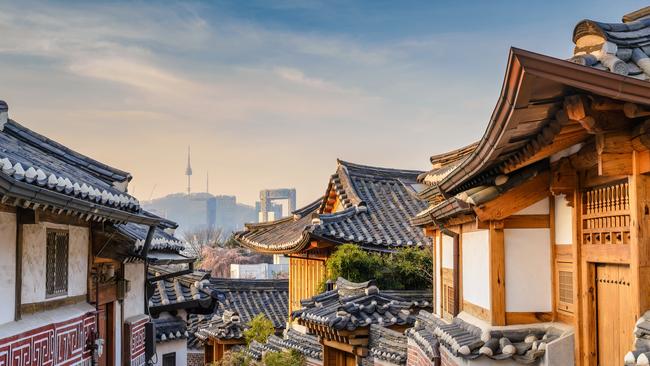 The carefully preserved Bukchon Hanok Village.