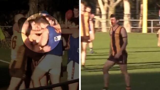 Ex-AFL umpire headbutted in local footy brawl