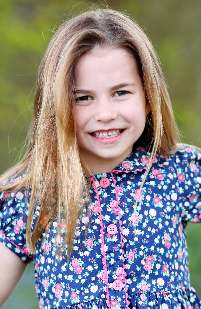 The Duke and Duchess of Cambridge released a new photograph of Charlotte to celebrate her sixth birthday. The bright floral dress looked immaculate on the young princess. Picture: Supplied