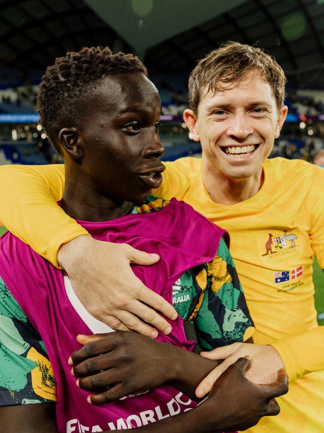 Craig Goodwin (right) plays for Adelaide United in the A League. Picture: facebook / Socceroos