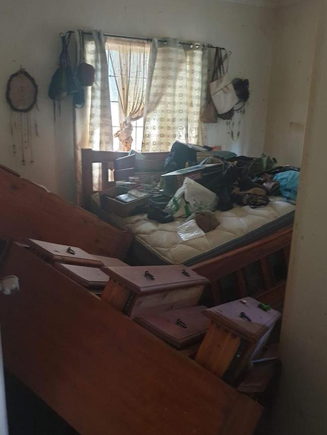 “Everything looks like it’s been picked up and smashed against the floor”: Jasmine Whiting said all the furniture left inside the flooded home was not salvageable after the flood. Photo: Contributed