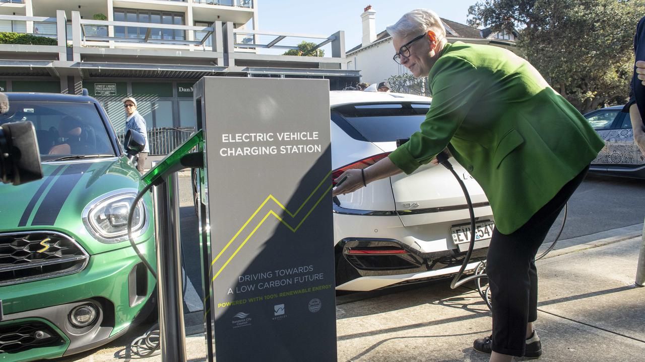 NSW Climate Change Minister Penny Sharpe checks out a charging station. Picture: NewsWire / Jeremy Piper