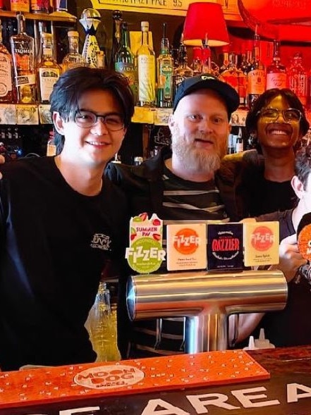 Tom Whittle (middle) owns The Dock in Redfern which is situated across from the proposed site. Picture: Instagram/@thedockredfern